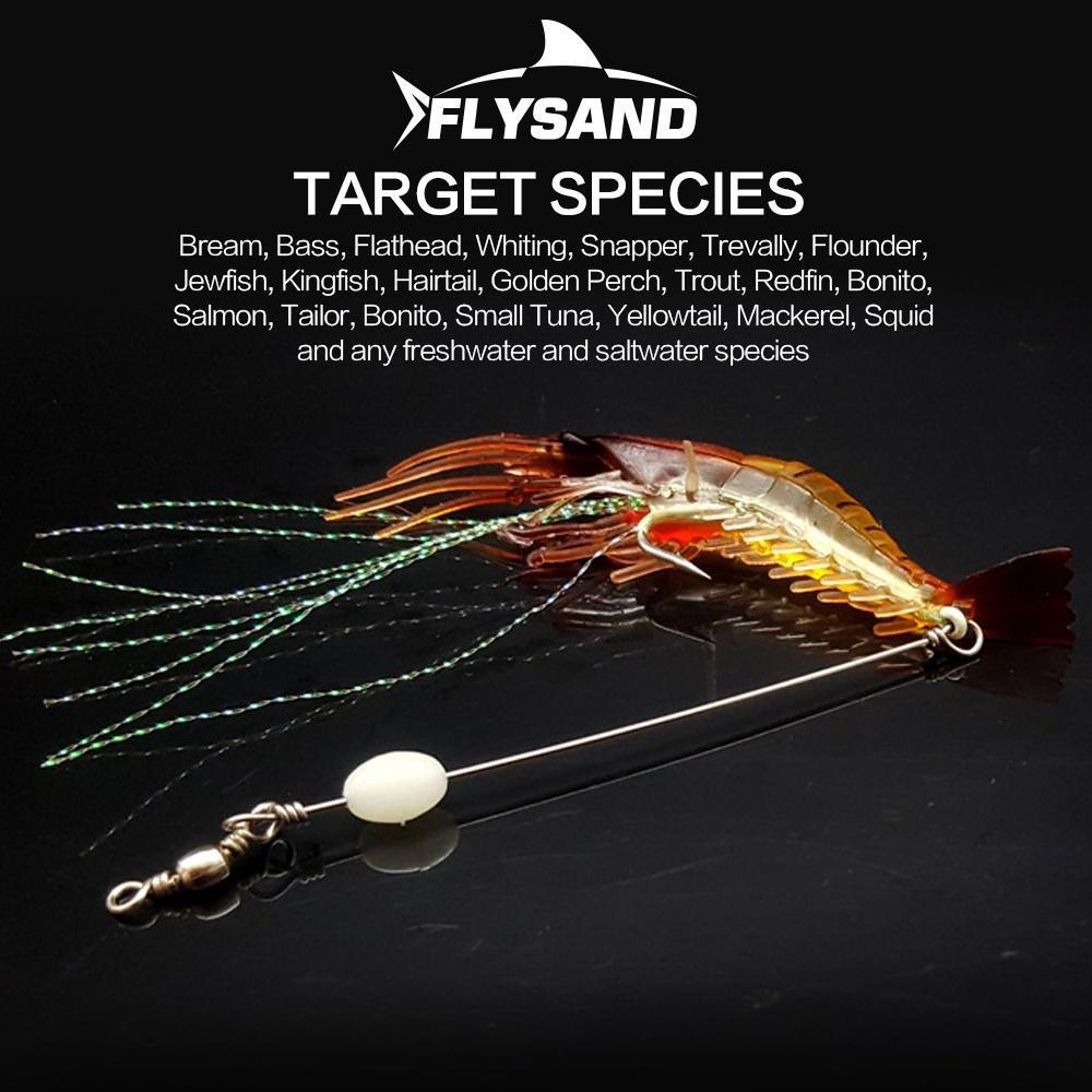 Shrimp Lure with Hooks Luminous Soft Fishing Lures Silicone Bait Tackle FlySand Fishing Tool