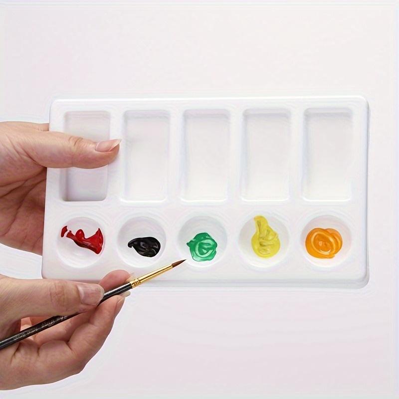 2pcs 10-Well Plastic Artist Palette for Oil, Acrylic, and Watercolor Paints - Durable Rectangular Mixing Tray