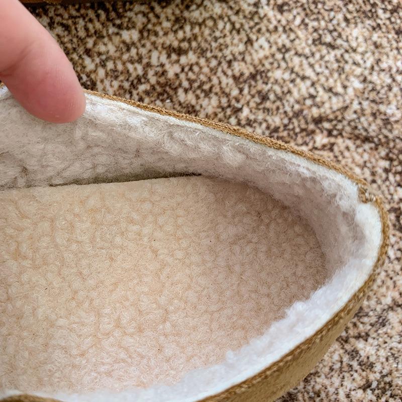 Fleece women's new winter comfortable warm cotton shoes retro casual lazy pedal bean shoes