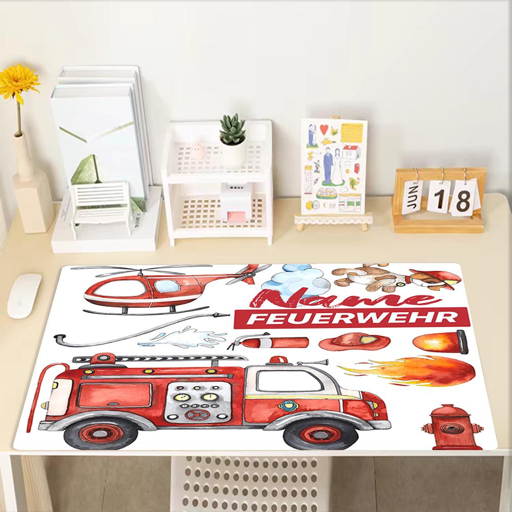 Custom Name fire truck Theme Mouse Pad, Non Slip Rubber Base, Multifunctional Office & Home Decor, Perfect for Workspace Personalization.