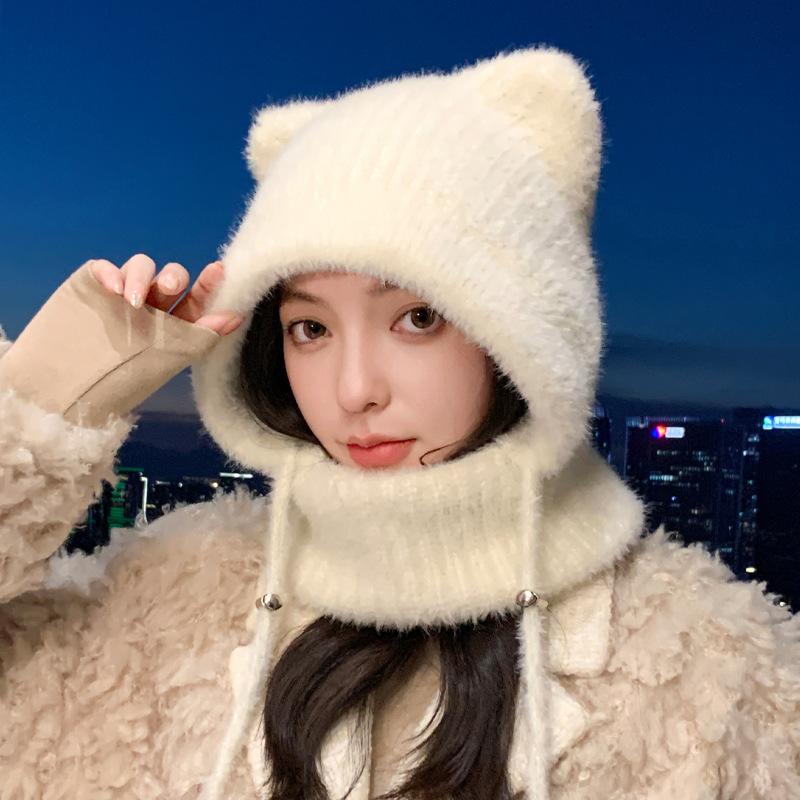 Korean Cute Ear Design Winter Warm Neck Scarf For Women
