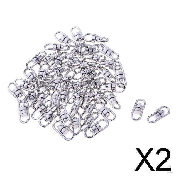 

2x50 шт. Вертлюжные соединители для ключей, двусторонние застежки-клипсы, градусы большие, 2 шт.