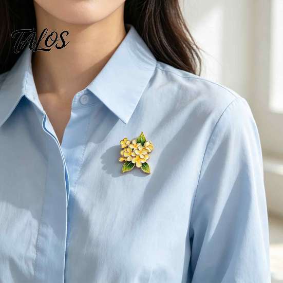 Durable Metal Brooch Enamel Floral Pin for Women, Daffodil Hyacinth Tulip Daily Wear Jewelry Lapel Pin, Decorative Badge Clothing Bags Scarves