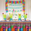 4PCS Mexican Holiday Theme Table Cloth Mexican Fiesta Tablecloths Cinco De Mayo Table Cover Mexico Colorful Striped Paper Flower Table Cloth for