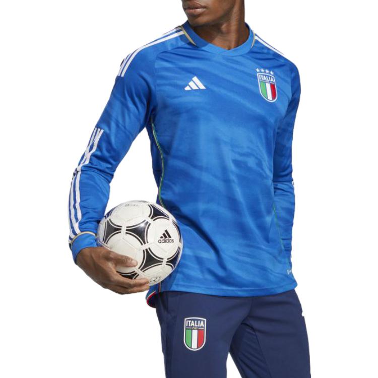 adidas Italy 2023 Home Long Sleeve Jersey Blue Men Streetwear HS9893