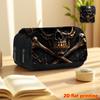 1pc Metal Skull Theme 2D Flat Printing Double-Layer Flip Black Pencil Case - Back To School Essential Pencil Box, Daily Multifunctional Makeup Bag, La