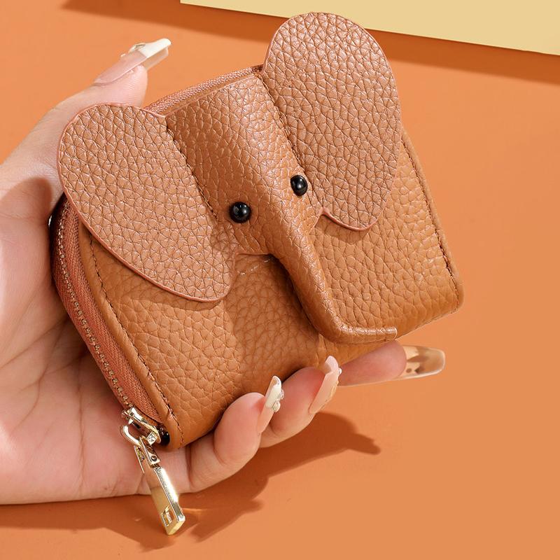 Pu Leather Baby Elephant Coin Purse Women'S Bag Pendant Creative Card Holder Storage Lipstick Envelope Zipper Money Bag
