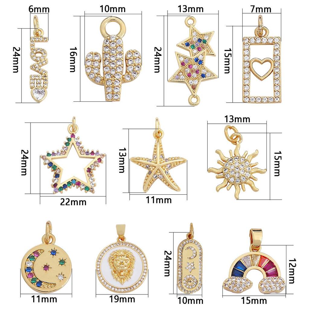 1Pcs Various Style Metal Zircon Pendants For Making DIY Bracelet Necklace Earring Key Chain