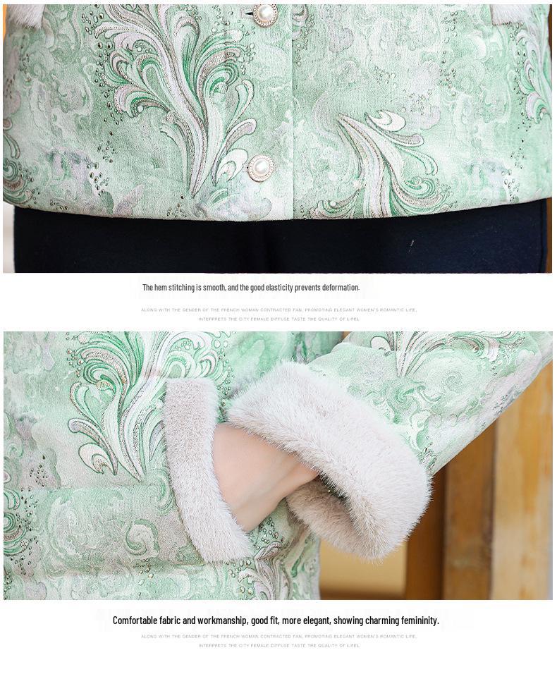 2025 New Floral Chinese Style Thickened Cotton Jacket for Elderly Women - Warm Winter Outerwear with Velvet