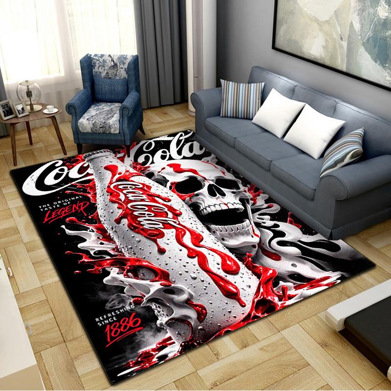 Red Cola Carpet Rug for Living Room Bedroom Home Sofa Decoration, Kids play Non-slip Floor Mat