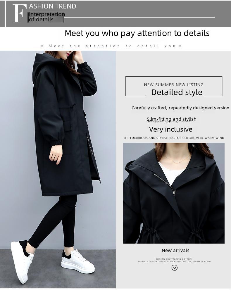 Geacă de vânt groasă de pluș cu glugă pentru femei: Mediu/Lung, Croială Largă & Slim, Stil Coreean, Mărime Mare, Iarna 2025