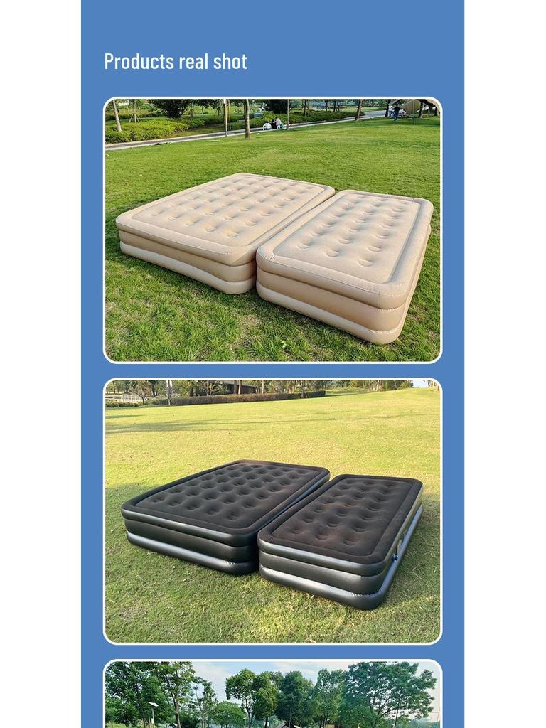 In-Stock Lightweight Inflatable Mat with Built-in Pump for Camping - Wear-Resistant Folding Bed for Lazy Lunch Breaks