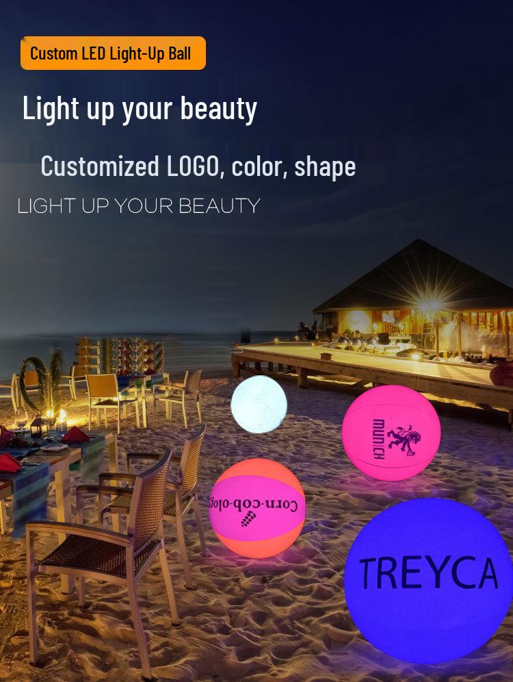Color-Changing LED Inflatable Beach Ball - Remote Controlled, Waterproof, Pool & Concert Prop