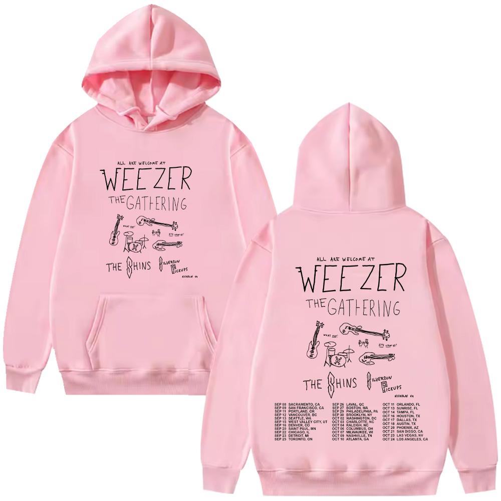 Weezer Band Tour 2026 Hooide Moda Uomo Donna Hip Hop Felpe con Cappuccio alla Moda Manica Lunga Abbigliamento Oversize Casual Felpa con Cappuccio