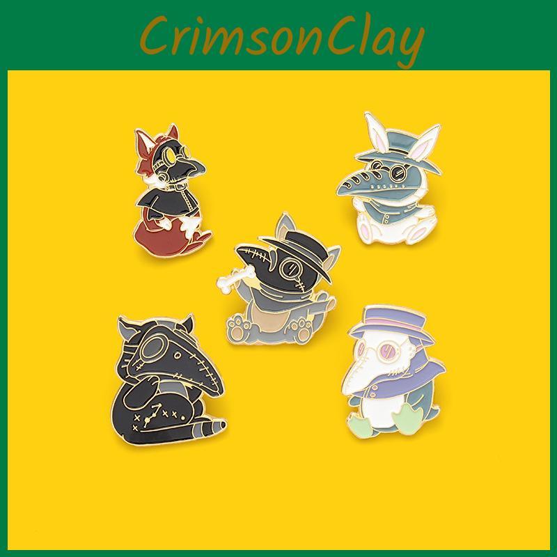 Unique Animal Shaped Cartoon Doctor Bird Beak Mask Enamel Alloy Brooch Pin For Stylish Accessories