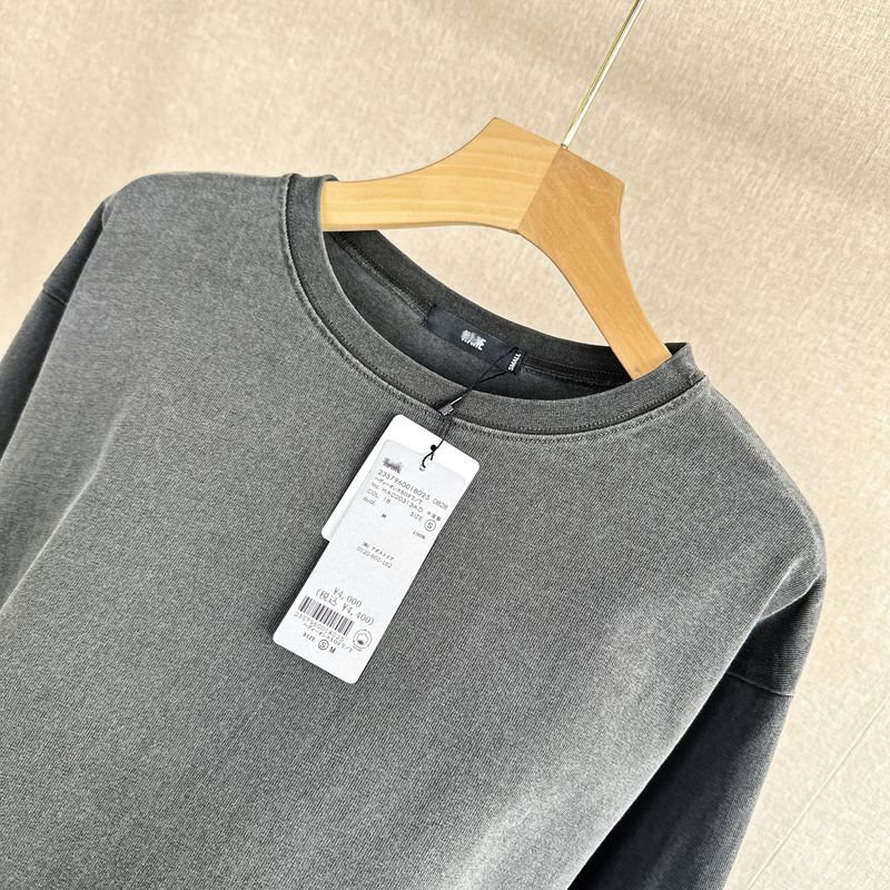 Japanese Single Spring New Arrival Heavy Weight Washed Cotton Long Sleeves T-shirt Pure Cotton round Neck Ladies Tops Loose