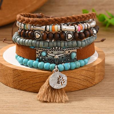 Bohemian Coconut Shell Wood Beads Beaded Soft Pottery Pearl Stone Leather Men's and Women's Bracelets Bracelets