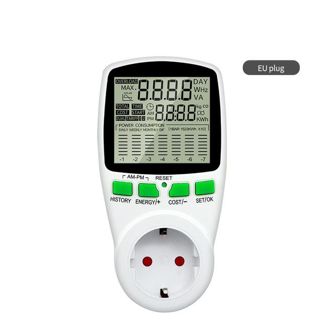 

Eu/us/uk Plug Smart AC Power Meter Ваттметр Платіжна розетка Тип вилки Цифровий РК-дисплей Напруга Поточний частота Монітор електроенергії EU