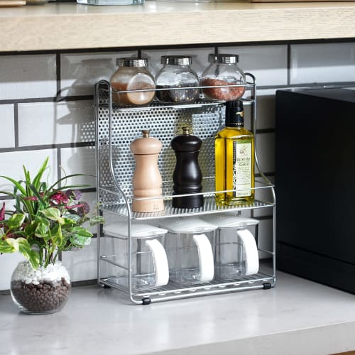 Pearl Metal Kitchen Storage 2 Seasoning Stand, 3 Tiers, H-7487, Silver