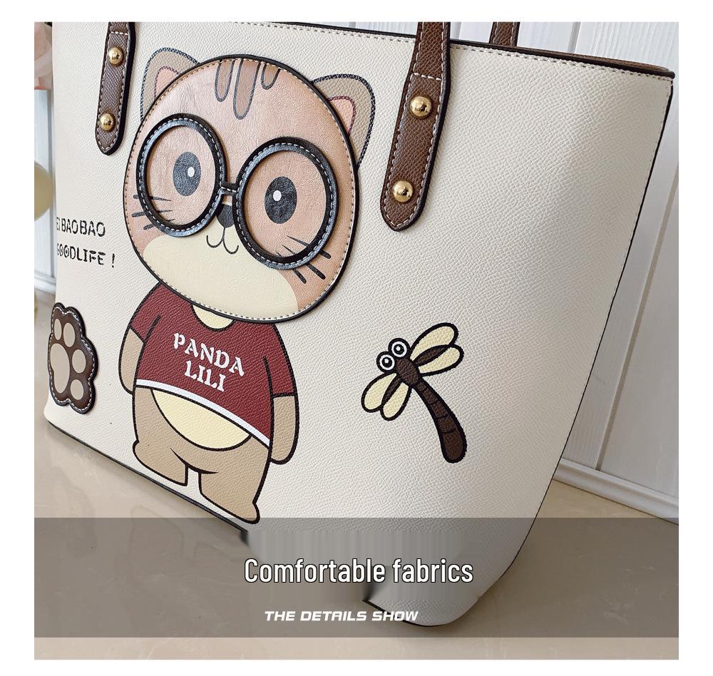 Trendy Luxury Cartoon Tote: Cute Street-Style Shoulder Handbag for Women