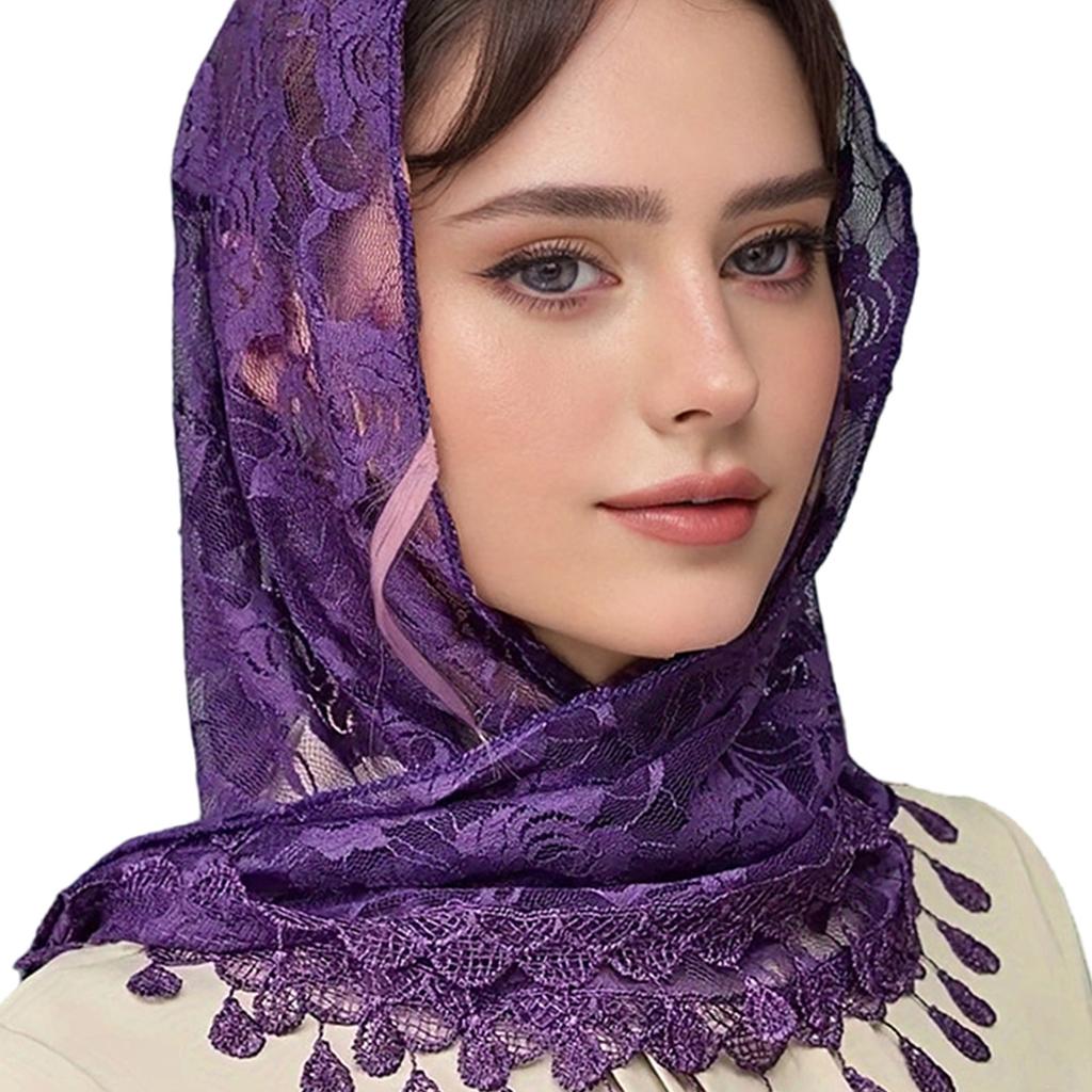 Tassels Lace Mantilla Veil Church Head Scarf Catholic Bridal Veil Chapel Church Shawl Wrap for Various Formal Occasion