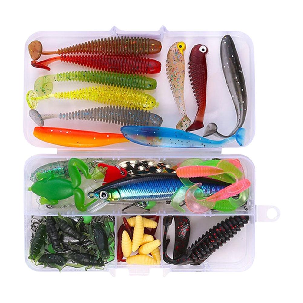 86Pcs/Set Lure Kit Simulation Fake Fish Bait Soft Lure Minnow Hooks Hard Tail Fishing Lure for Outdoor Fishing Accessories Tool