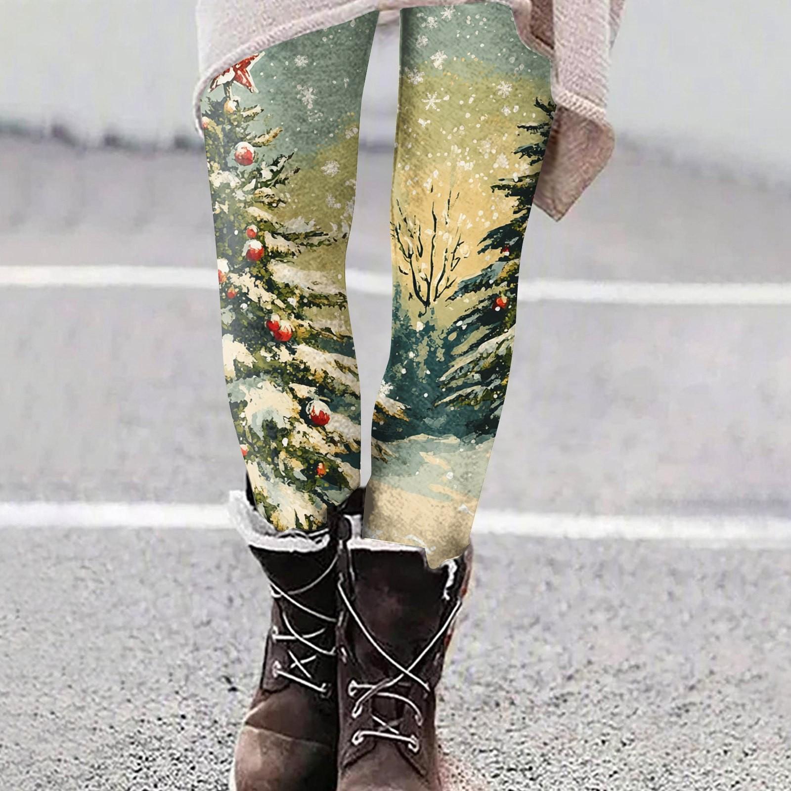 

Женские повседневные уличные брюки с рождественским узором, облегающие эластичные укороченные брюки для йоги XXXL светло-зеленый