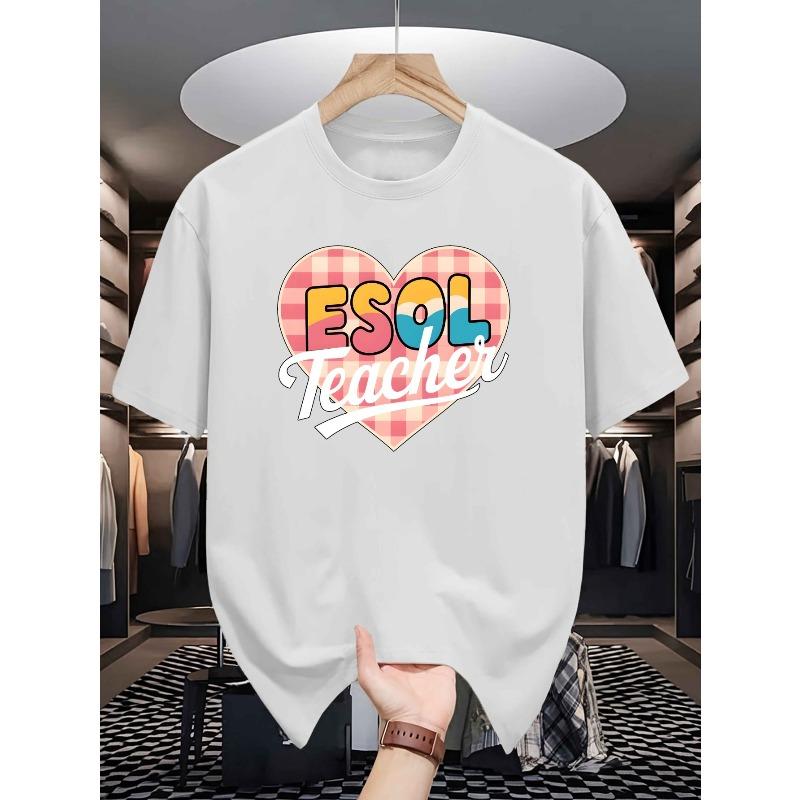 

European sizes Men S Summer Short-Sleeve T-Shirts for ESOL Teachers, Stylish And Trendy Printed Shirts for Young Males S белый