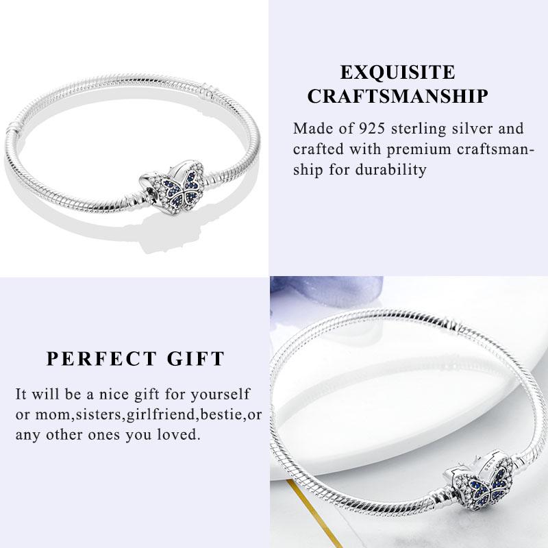 New Original 925 Silver Bracelet Heart Butterfly Bracelet For Women Fit Original Bracelet Charms Beads Jewelry DIY Gift