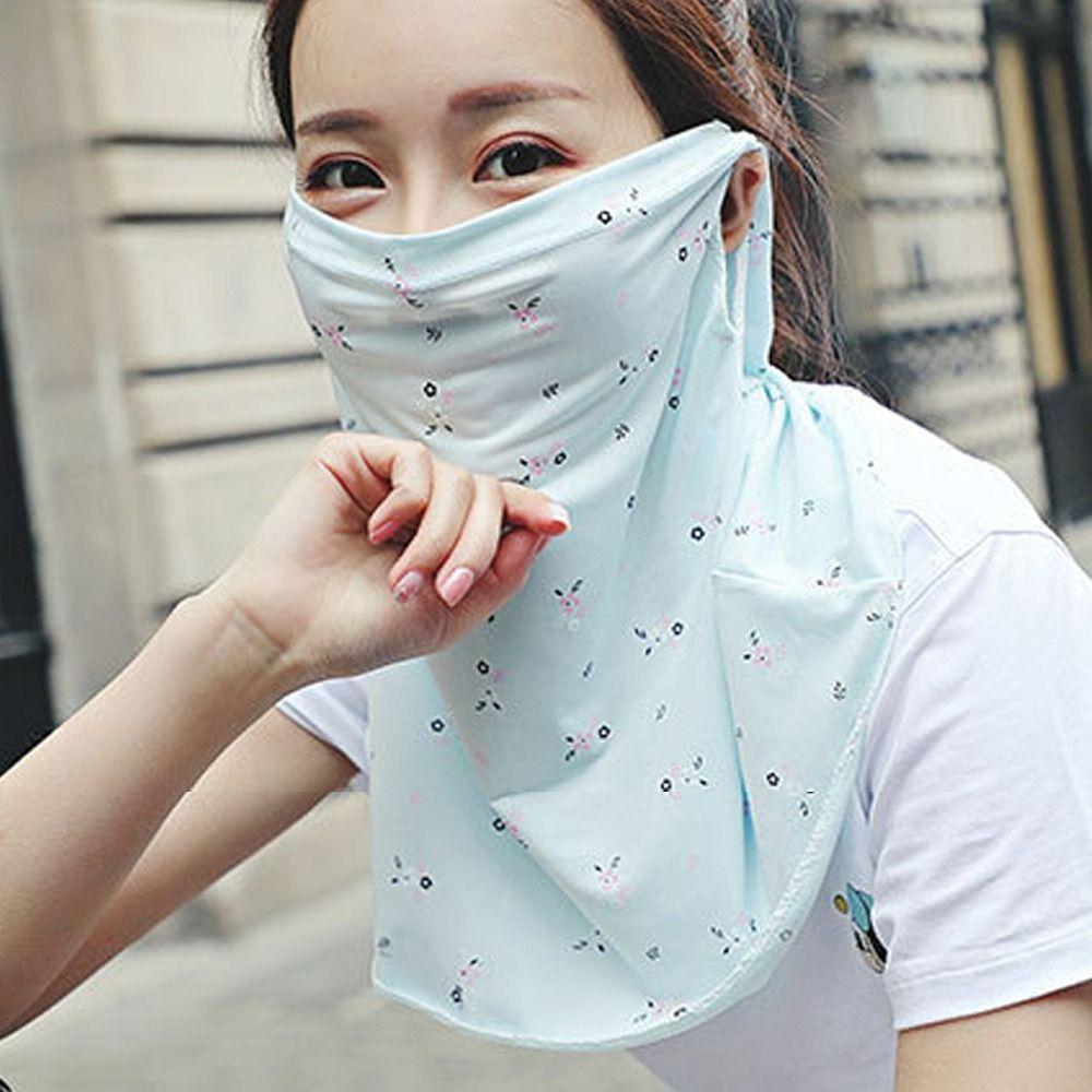 With Neck Flap Sunscreen Face Mask Veil Flower Driving Face Shield Veil Ladies/Girls