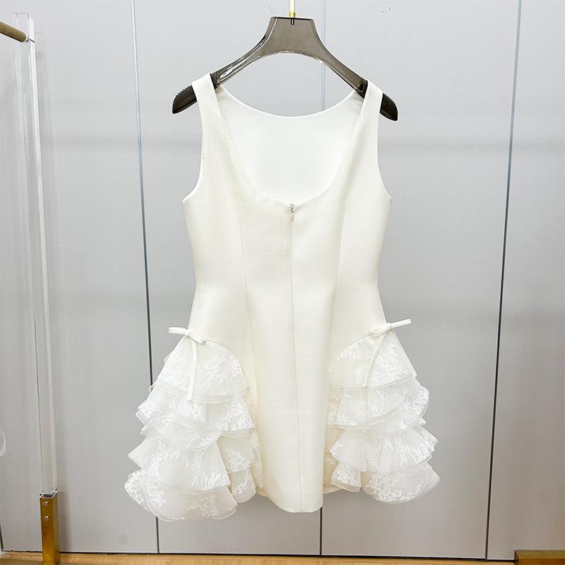 

Spring 2026 Bowknot Mesh Ruffle Backless Halter Evening Gown Extra Large белый