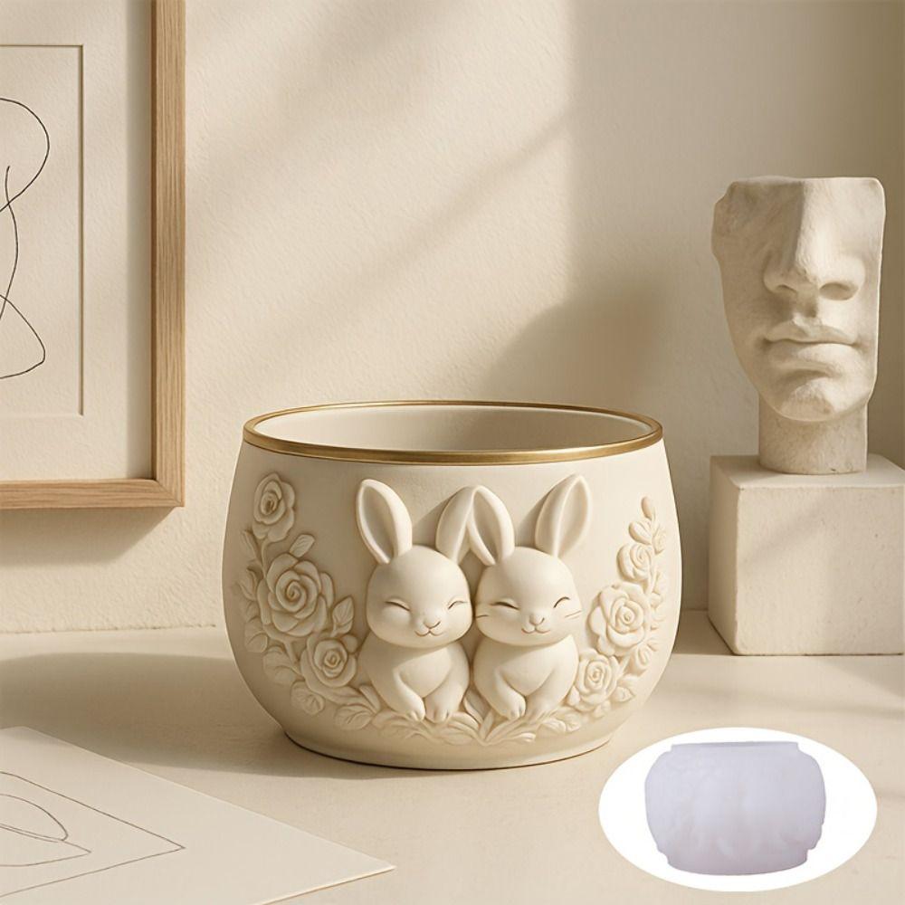 Häschenpaar Aromatherapie Kerzenform Silikon Gipsform Neuer Pflanztopf Form Wohndekor