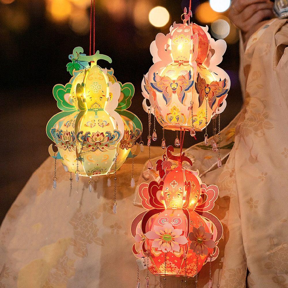 Chinese Style Portable Gourd Lantern PVC Antique Lantern LED Lantern Toys  Good Luck Gift