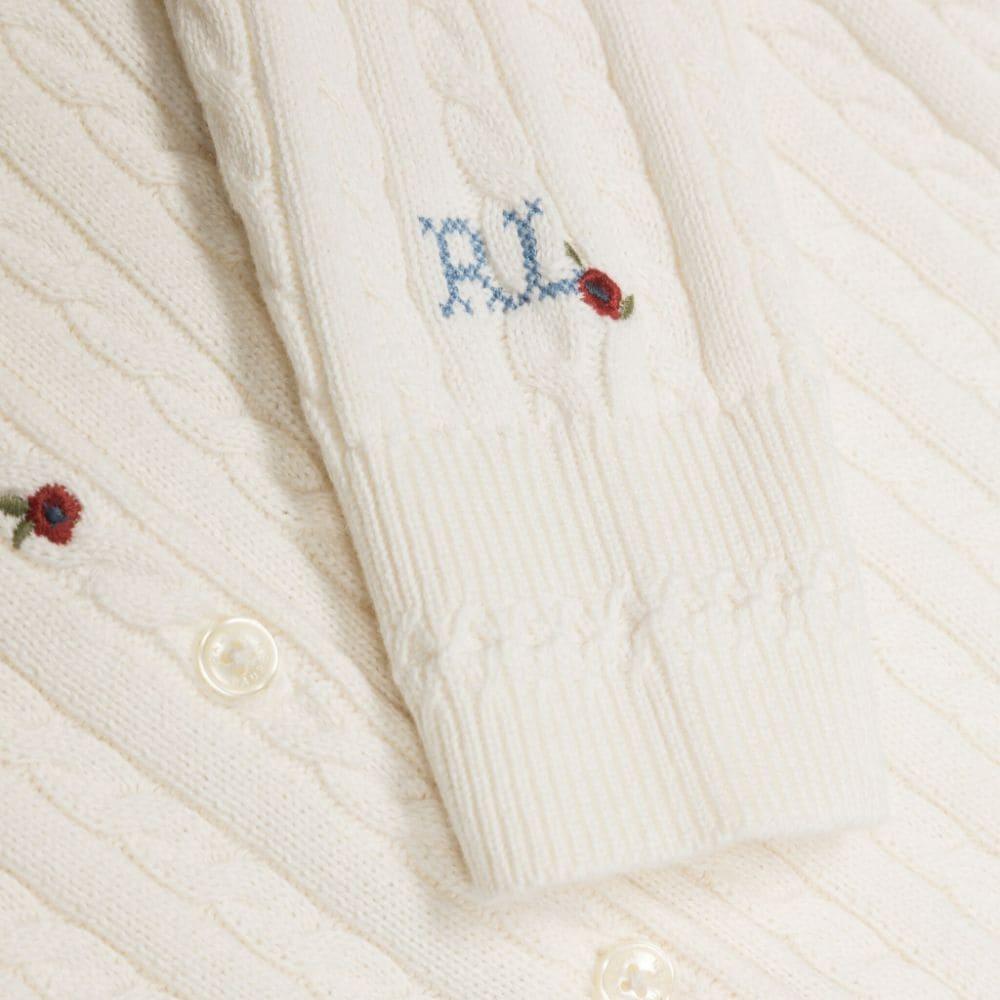 Polo Ralph Lauren Tröja Barn SS23 Enfärgad Rundhals Enkelknäppt Långärmad Stickad Topp Barn toppar Vit 313916537-001