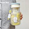Water Bottle Cute Cat Water Cup Female Student Portable Anti-drop Cup with Tea Partition Straw Cup High Value Girl Heart Double Drink Plastic Cup