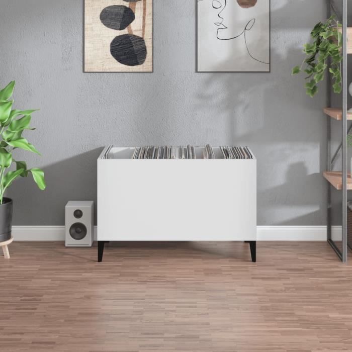 VidaXL Armoire à disques blanc 74,5x38x48 cm bois d'ingénierie 831965