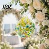 Weatherproof Decorative Sphere for Patio Hand-Blown Glass Round Disc Ornament, Christmas Tree Hanging Decoration with Colorful Spiral