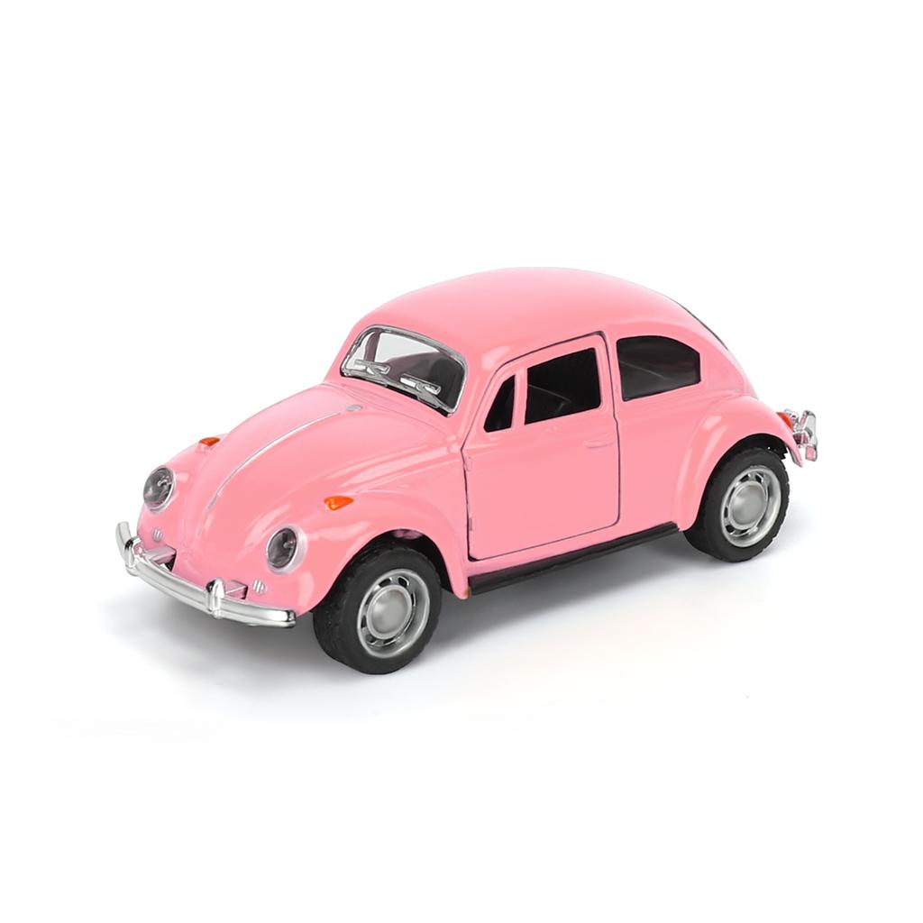 1pc 1:32 Vintage Beetle Alloy Car Model Yellow/Pink Door Opening Boy Gift Idea Children Toy Auto Desktop Holiday Decoration Christmas gifts
