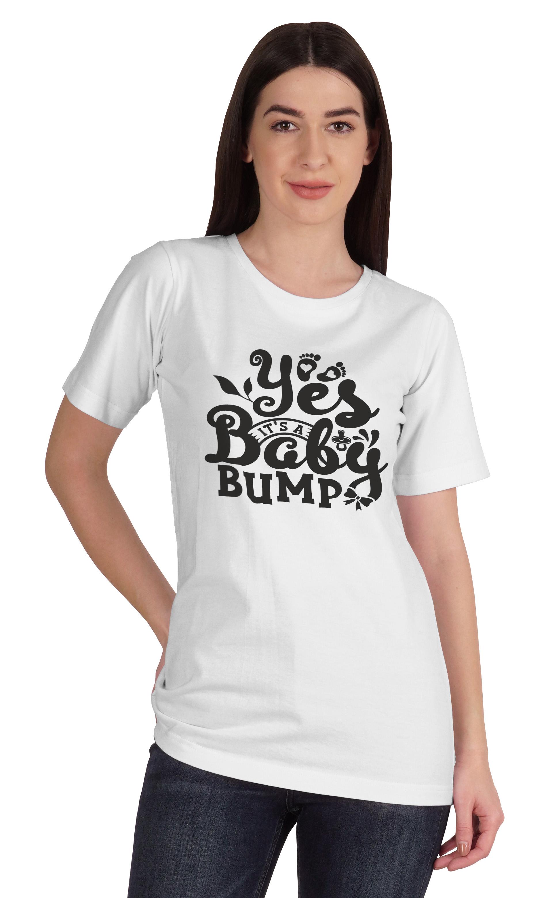 

Inkmeso Womens Yes Baby Bump Crew Neck Maternity T-shirt Birth Announcement XXL білий