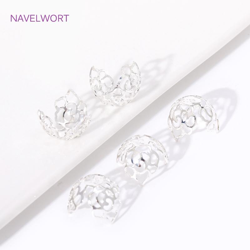 Trendy 18K Gold Plated Brass Hollow Rose/Star Shape Beads Caps Metal Large Beads Caps For DIY Jewelry Making Findings Accessorie