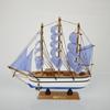 24cm Wooden Sailboat Model Mediterranean Decor