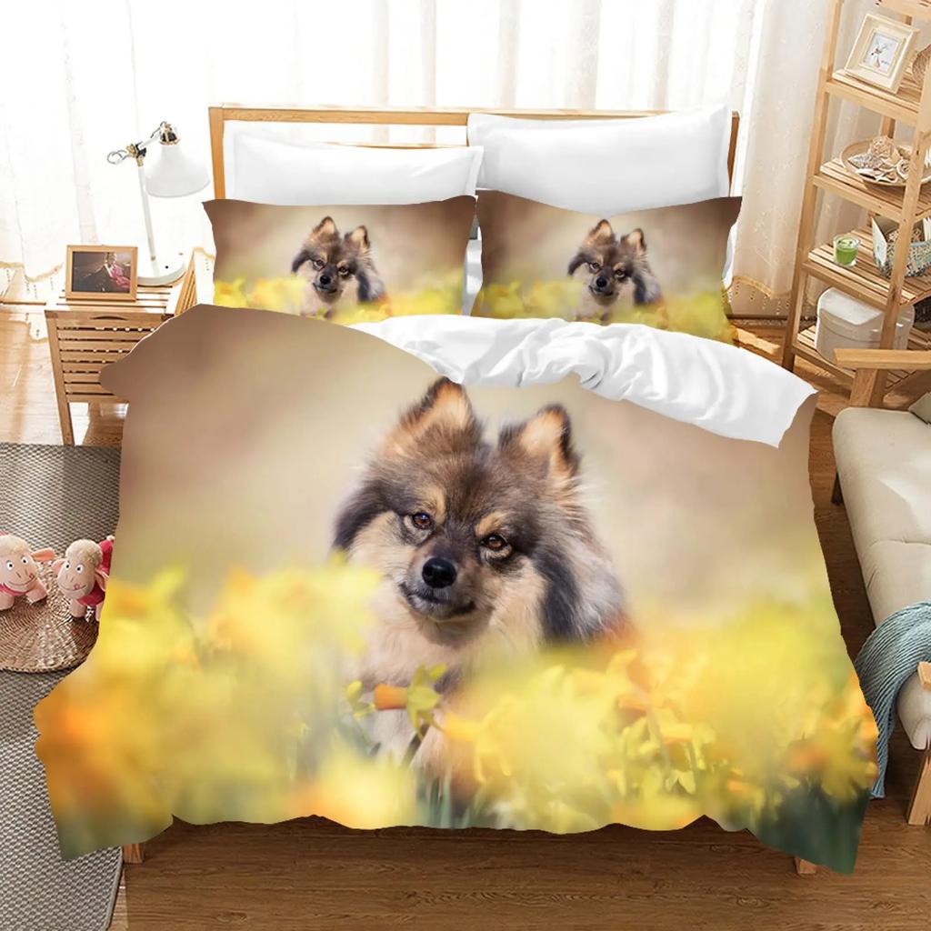 Pomeranian Duvet Cover Animal Dogs Cute Pet Theme For Women Kids Bedroom Decoration Queen Size For Dog Lovers Duvet Cover Gifts