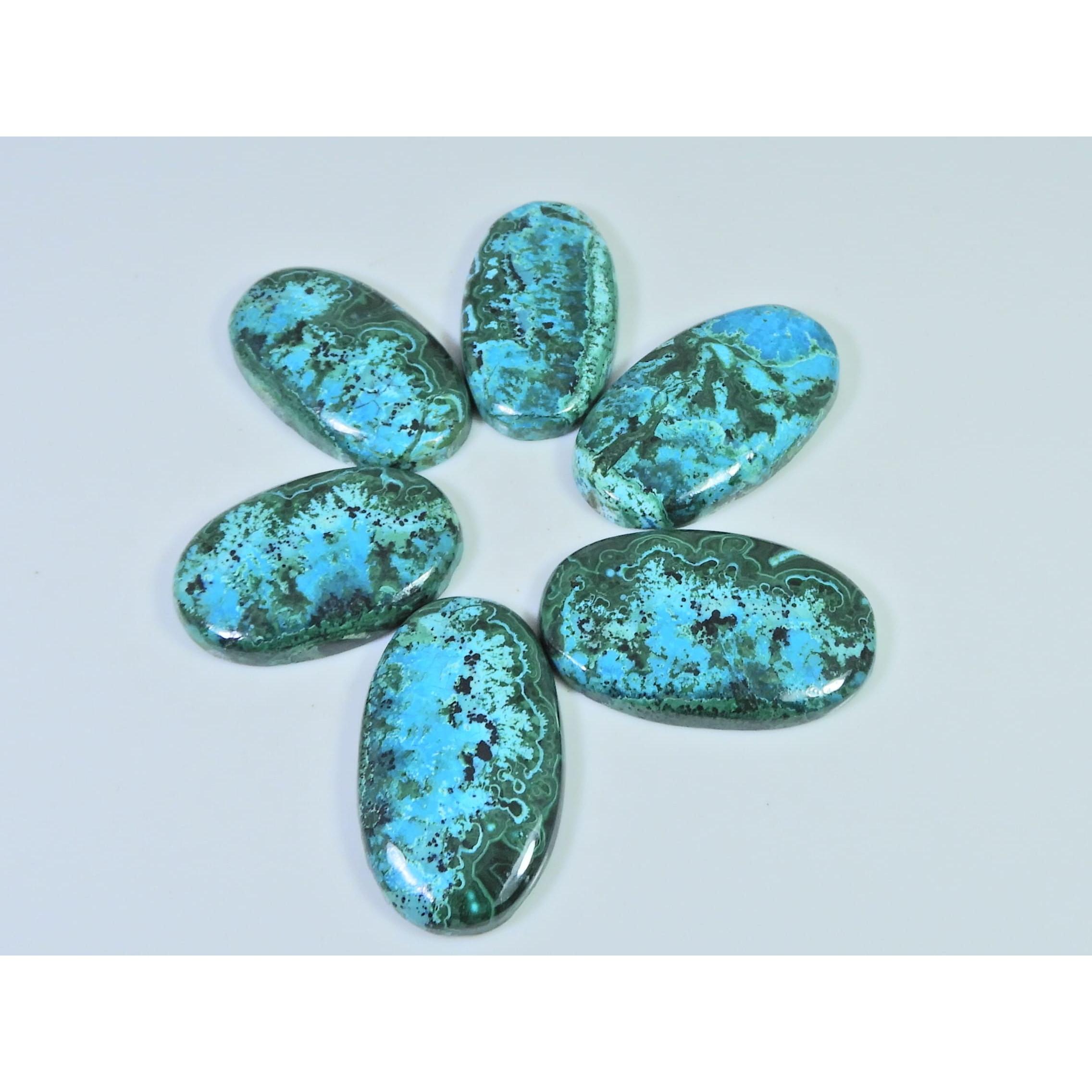 211Cts. Natural Chrysocolla Malachite Oval Cabochon Loose Gemstone 7Pcs Lot C-2102