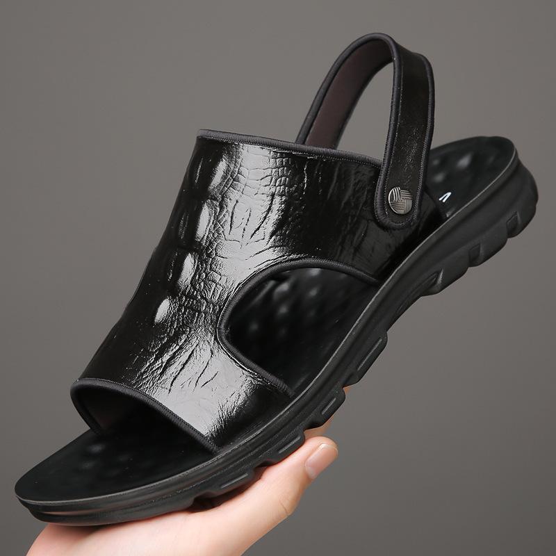 Fashion 2024 Summer Crocodile Pattern Men's Sandals Designer New Non-slip Outdoor Beach Man Shoes Casual Male Slippers