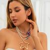 Übertriebene Großer Stern Anhänger Choker Halskette für Damen 2026 Trend Boho Imitation Perlen Stein Kette Grunge Schmuck Steampunk Geschenk