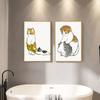 Toilet Cat Playing Mobile Phone Paper Poster Simple Pet Prints Canvas Painting Wall Art Pictures Home Bathroom Room Decoration