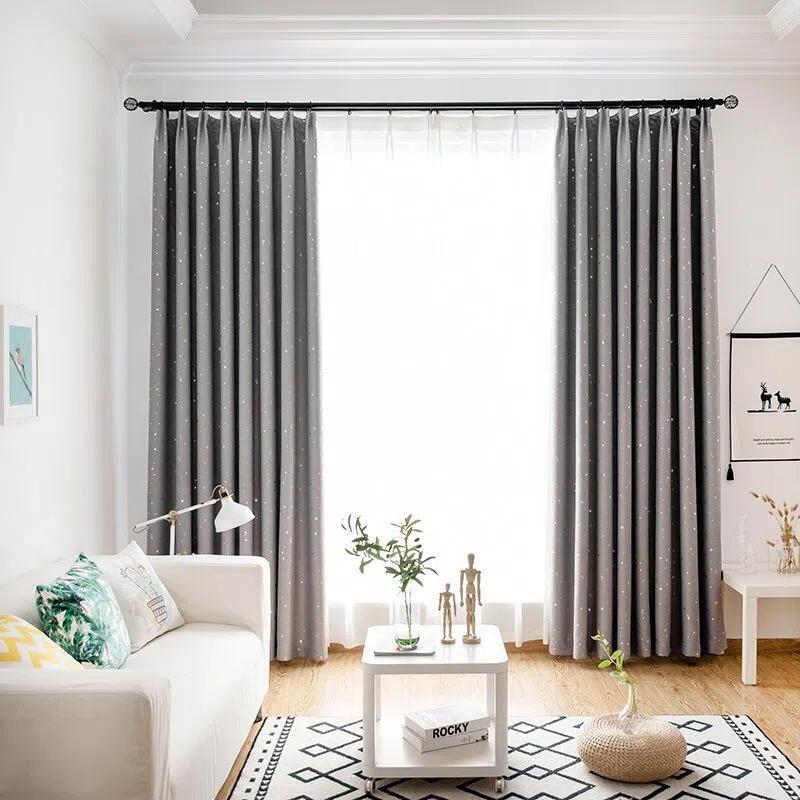 

2 шт. в скандинавском стиле, утолщающая занавеска со звездами, теплая занавеска от пола до потолка, занавеска на окно для гостиной, спальни, готовая занавеска с крючком W150*H270cm*2pcs серый