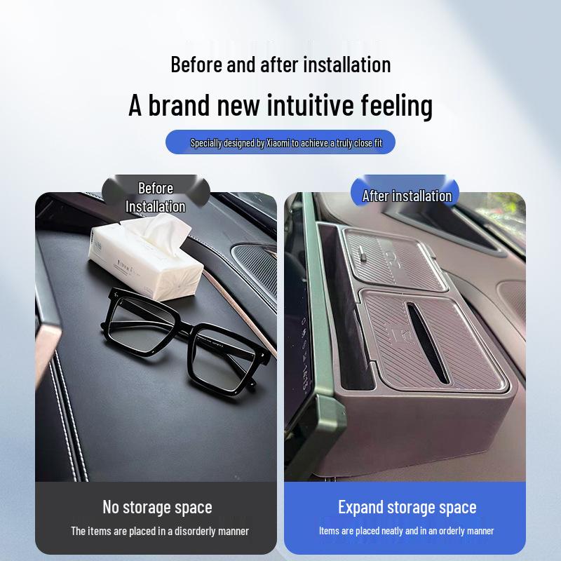 Universal Car Organizer: Screen Holder, Tissue Box, and Storage Tray for Xiaomi YU7