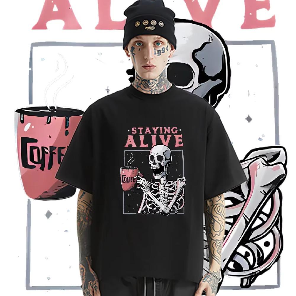 O-Neck T-shirt Loose Oversized Tees Retro Harajuku Rap Style Tshirt High Quality Cotton Clothes Casual Style Unisex T Shirt