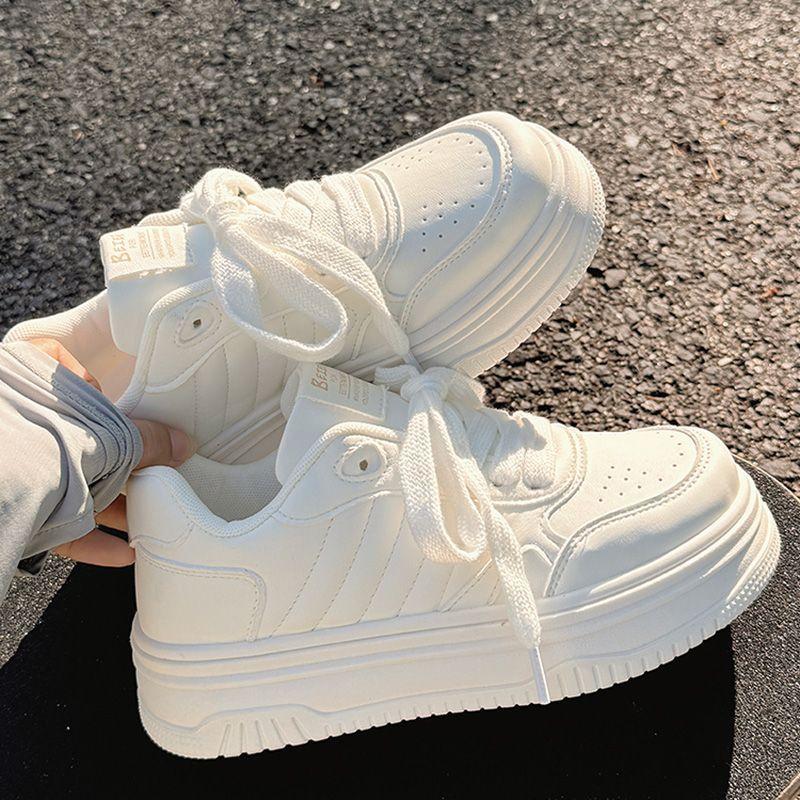 

Молочный фуфу маленькие белые туфли женские новые осенние нишевые универсальные модные спортивные туфли повседневные на толстой подошве низкие кеды 40 белый